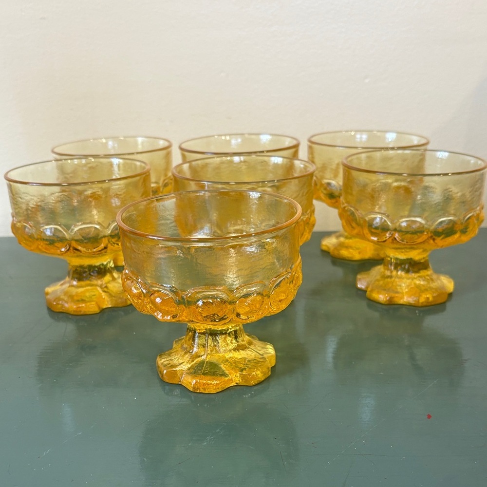 Vintage Franciscan Madeira ‘Cornsilk Yellow’ Desert Glasses - Set of 7